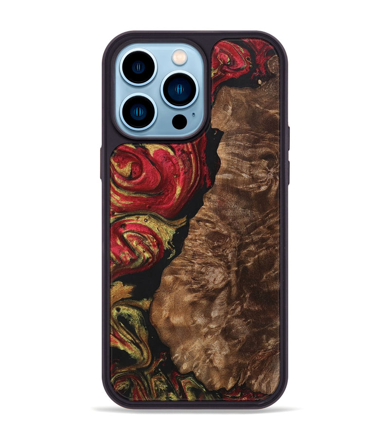 iPhone 14 Pro Max Wood+Resin Phone Case - Killian (Red, 700950)