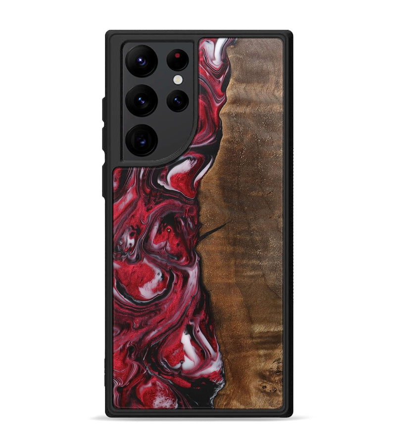 Galaxy S22 Ultra Wood+Resin Phone Case - Evangeline (Red, 700956)
