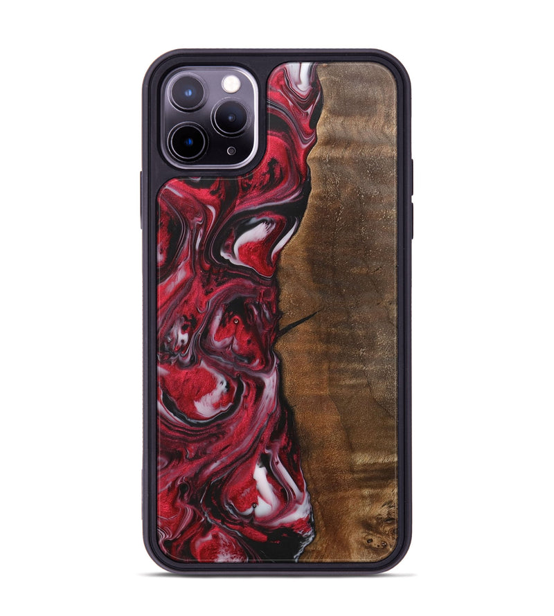iPhone 11 Pro Max Wood+Resin Phone Case - Evangeline (Red, 700956)