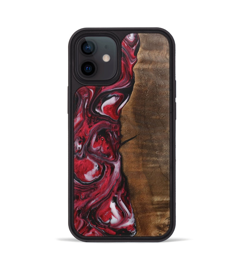 iPhone 12 Wood+Resin Phone Case - Evangeline (Red, 700956)