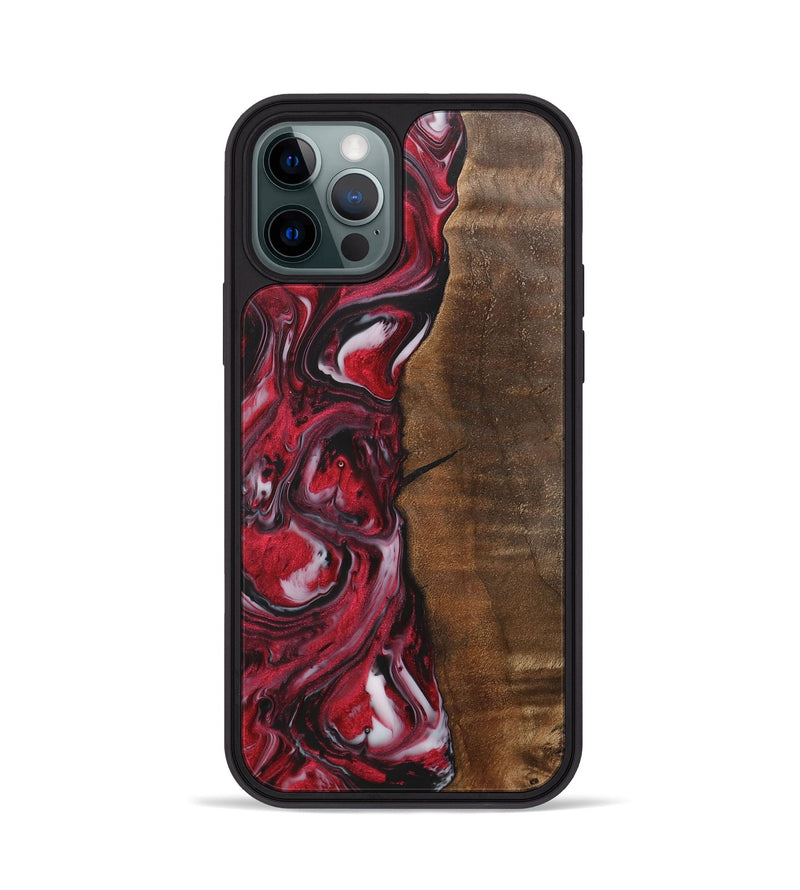 iPhone 12 Pro Wood+Resin Phone Case - Evangeline (Red, 700956)