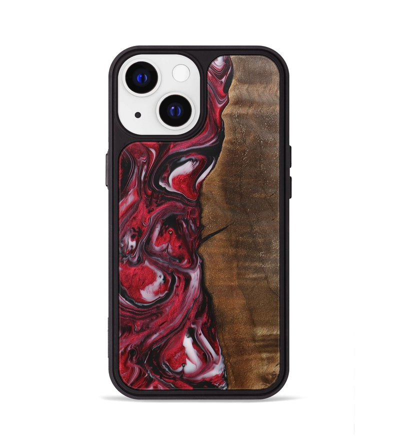 iPhone 13 Wood+Resin Phone Case - Evangeline (Red, 700956)