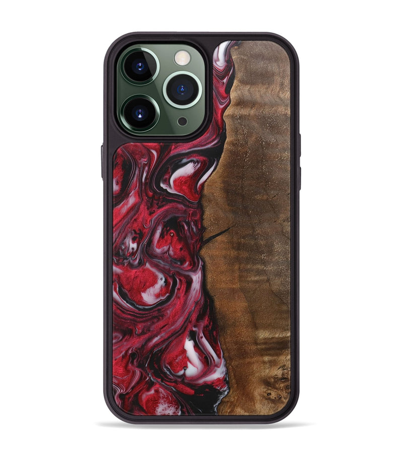 iPhone 13 Pro Max Wood+Resin Phone Case - Evangeline (Red, 700956)