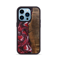 iPhone 14 Pro Wood+Resin Phone Case - Evangeline (Red, 700956)