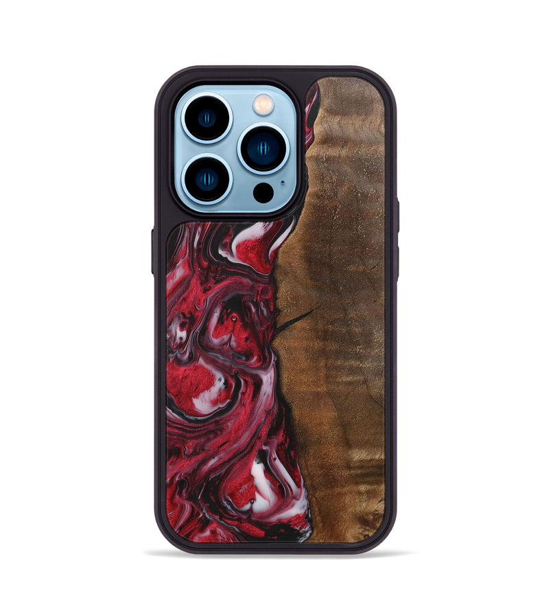iPhone 14 Pro Wood+Resin Phone Case - Evangeline (Red, 700956)
