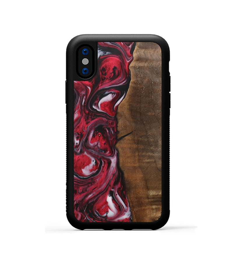 iPhone Xs Wood+Resin Phone Case - Evangeline (Red, 700956)