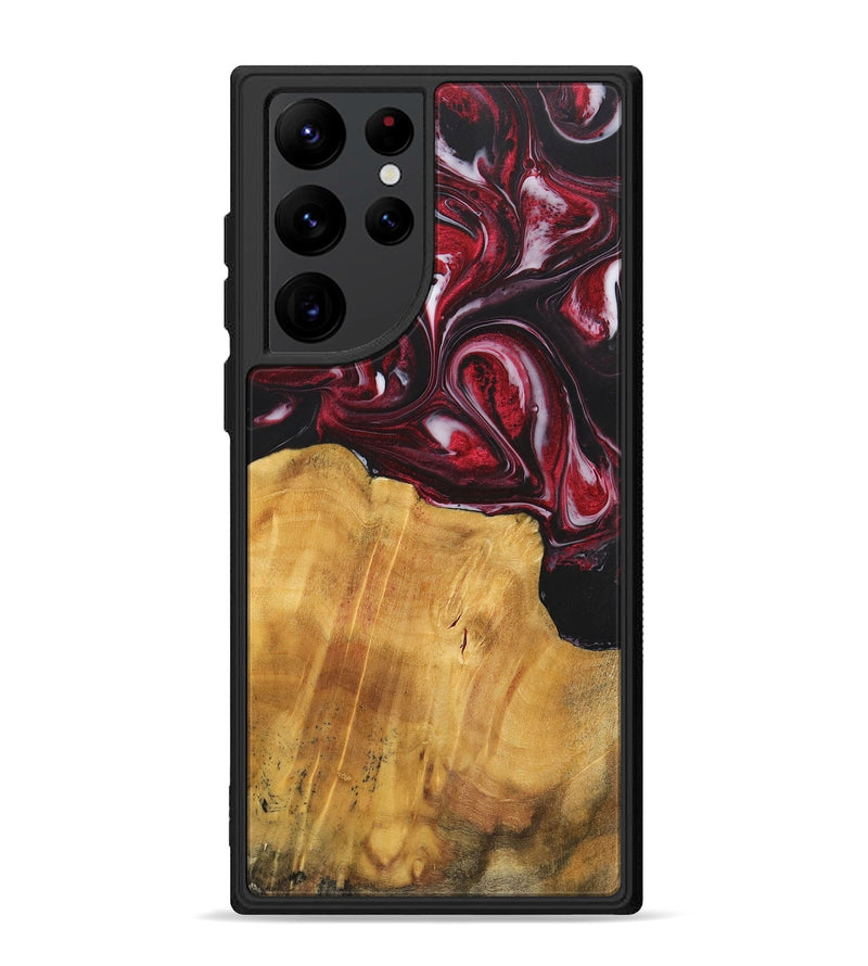 Galaxy S22 Ultra Wood+Resin Phone Case - Leroy (Red, 700957)