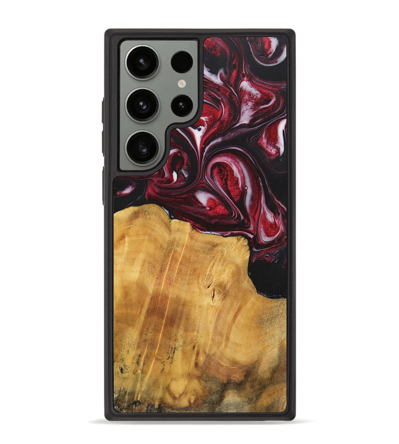 Galaxy S23 Ultra Wood+Resin Phone Case - Leroy (Red, 700957)