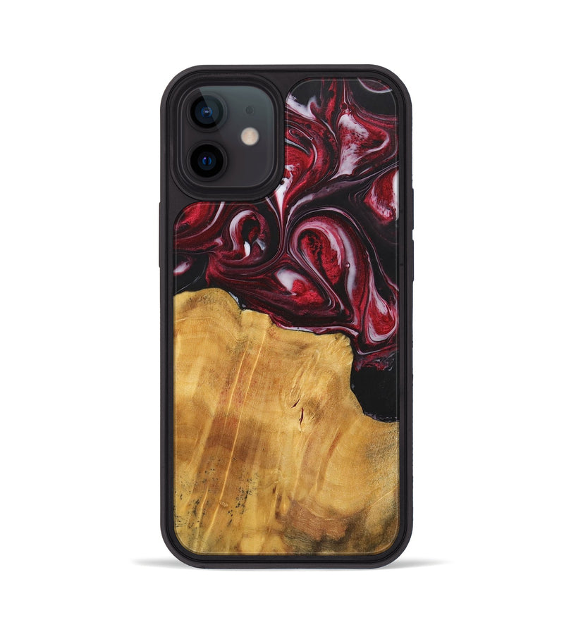 iPhone 12 Wood+Resin Phone Case - Leroy (Red, 700957)