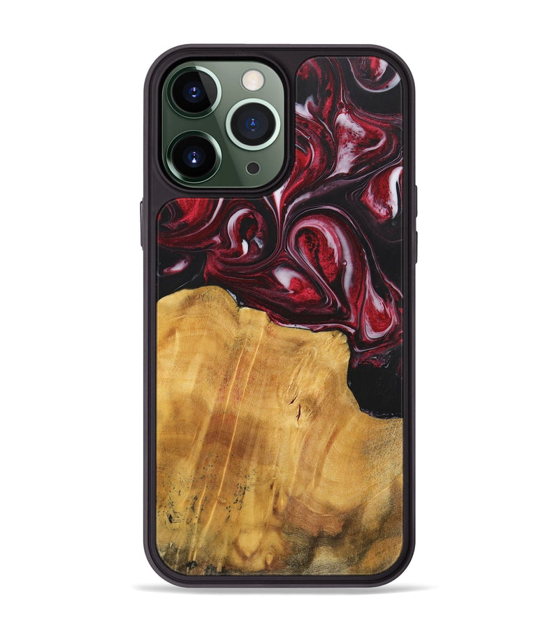 iPhone 13 Pro Max Wood+Resin Phone Case - Leroy (Red, 700957)