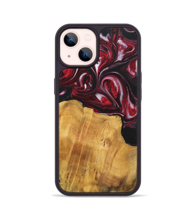 iPhone 14 Wood+Resin Phone Case - Leroy (Red, 700957)