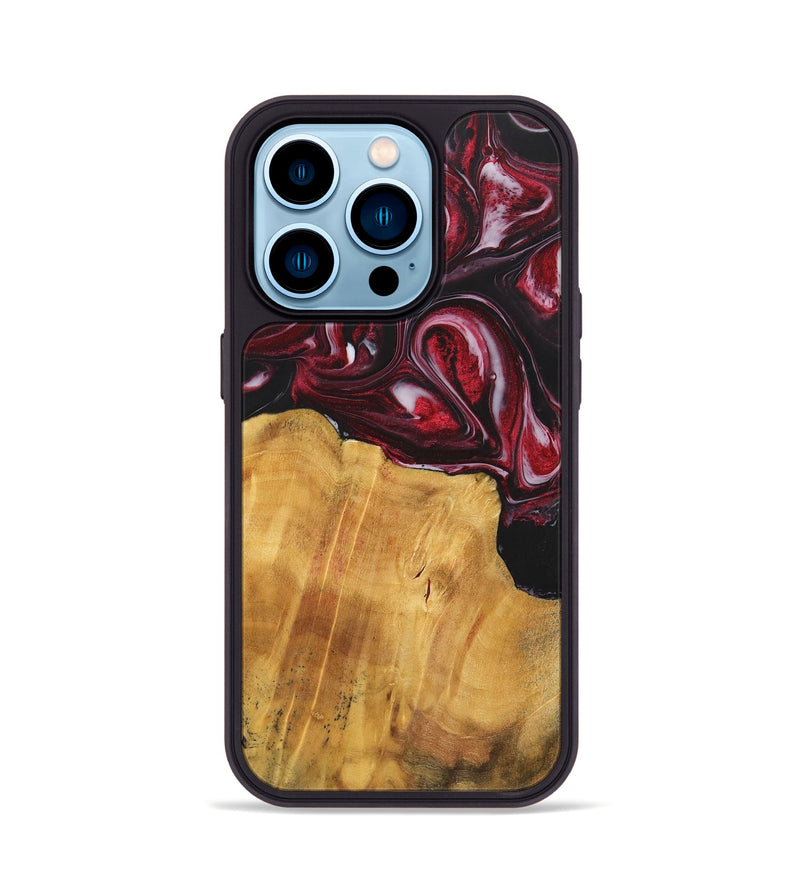 iPhone 14 Pro Wood+Resin Phone Case - Leroy (Red, 700957)