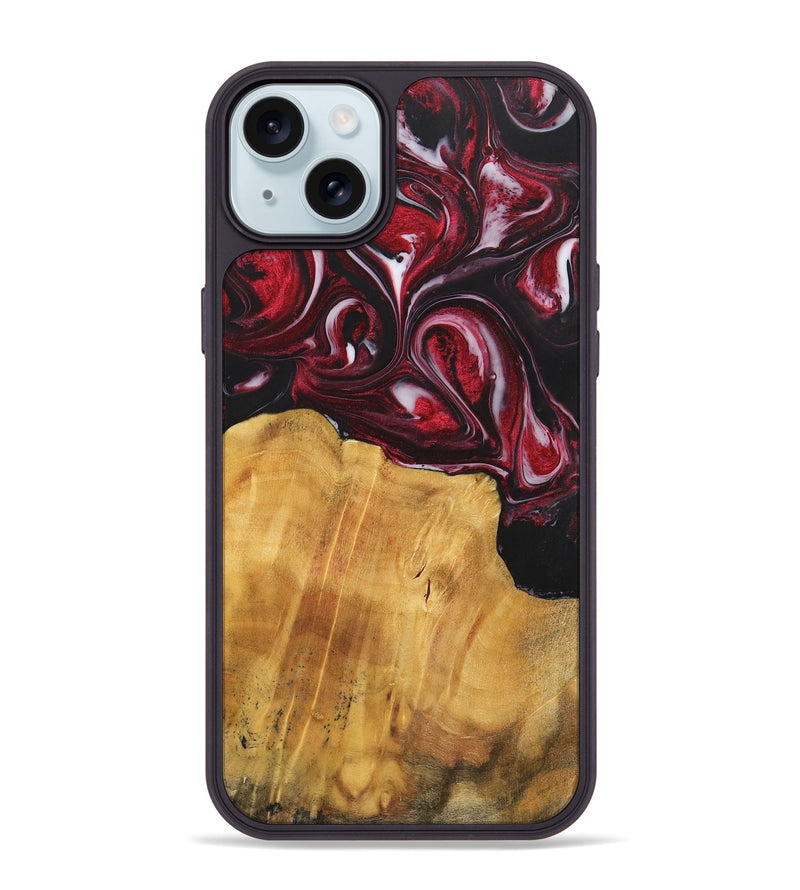 iPhone 15 Plus Wood+Resin Phone Case - Leroy (Red, 700957)
