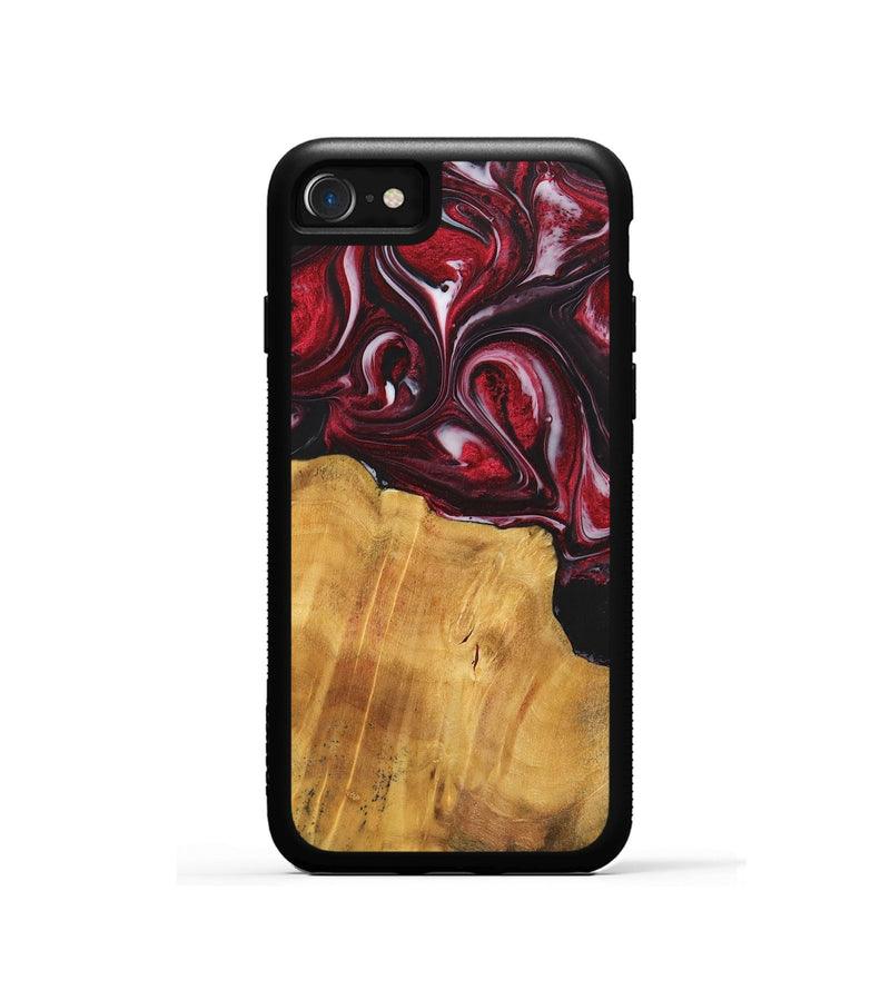 iPhone SE Wood+Resin Phone Case - Leroy (Red, 700957)