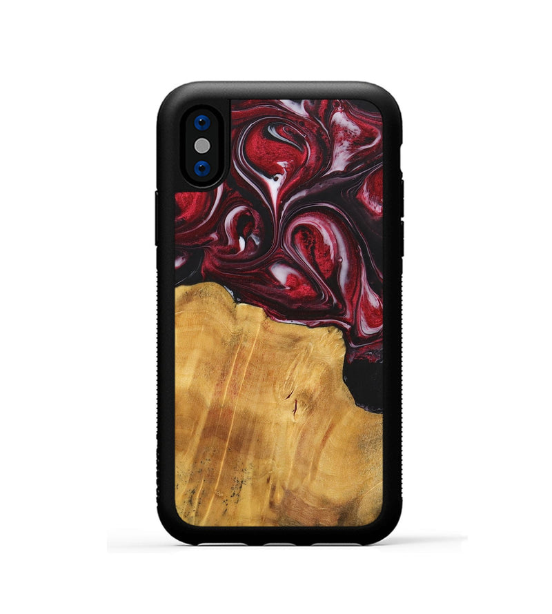 iPhone Xs Wood+Resin Phone Case - Leroy (Red, 700957)