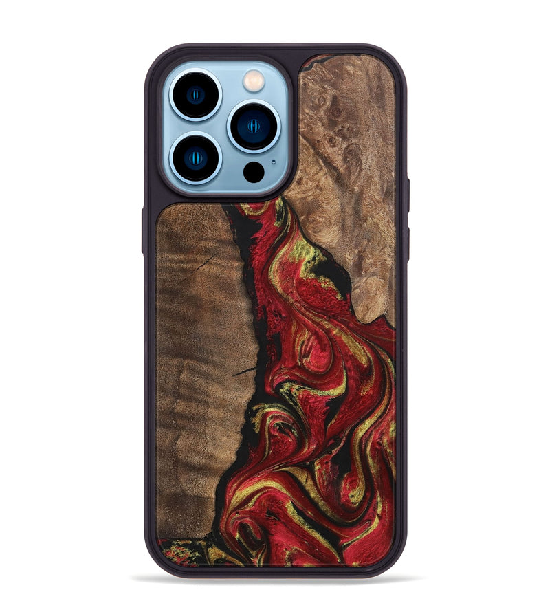 iPhone 14 Pro Max Wood+Resin Phone Case - Jason (Red, 700961)