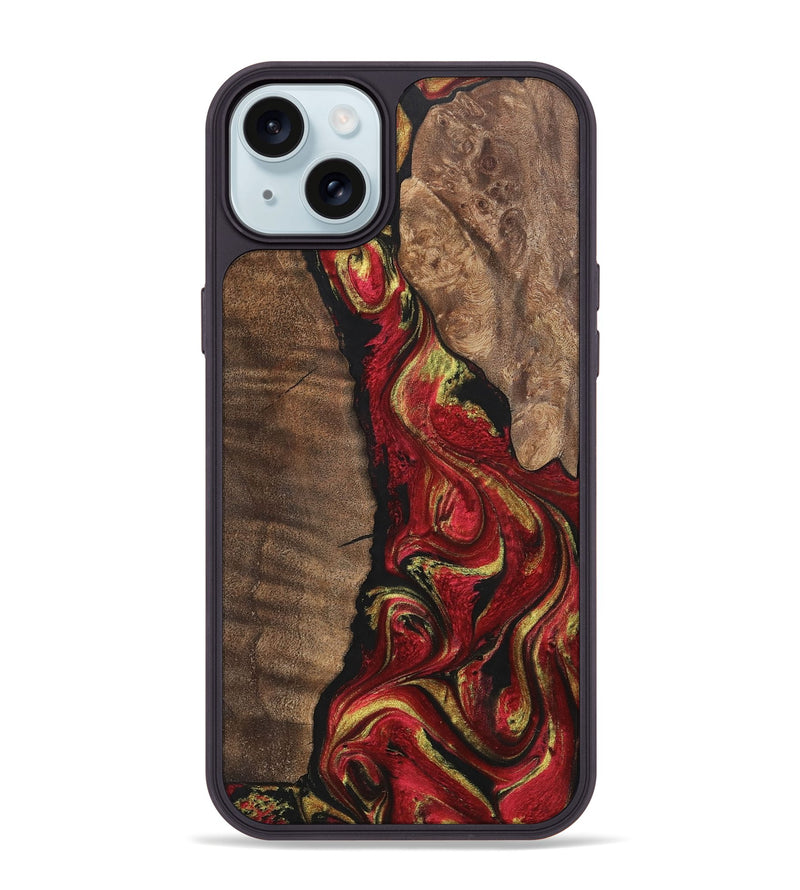 iPhone 15 Plus Wood+Resin Phone Case - Jason (Red, 700961)