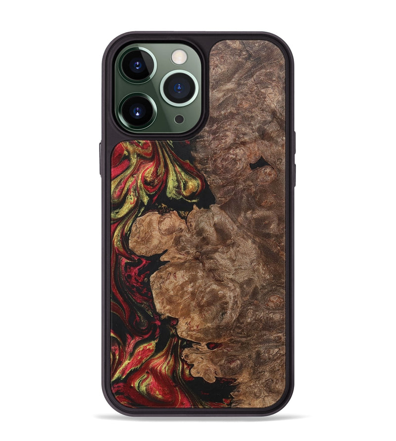 iPhone 13 Pro Max Wood+Resin Phone Case - Haylee (Red, 700962)