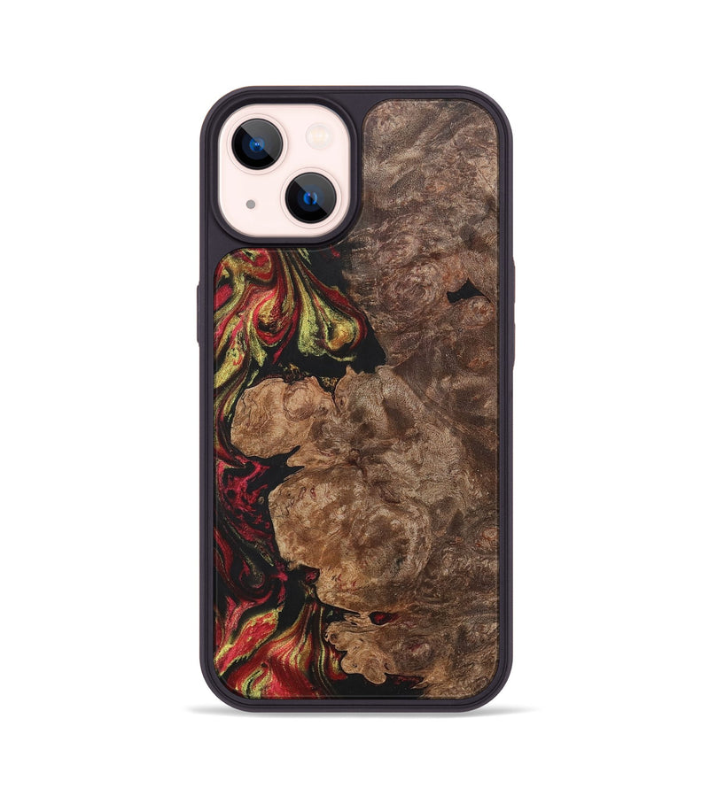 iPhone 14 Wood+Resin Phone Case - Haylee (Red, 700962)