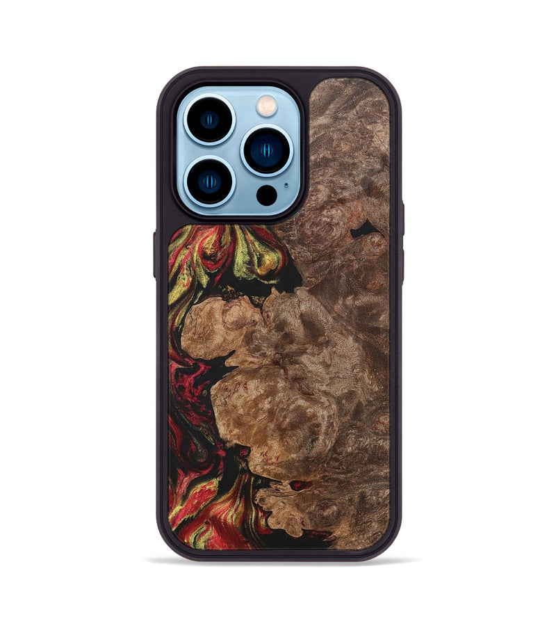 iPhone 14 Pro Wood+Resin Phone Case - Haylee (Red, 700962)