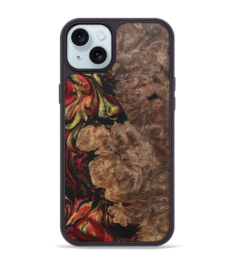 iPhone 15 Plus Wood+Resin Phone Case - Haylee (Red, 700962)