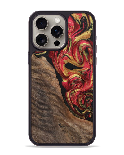 iPhone 15 Pro Max Wood+Resin Phone Case - Tatiana (Red, 700963)