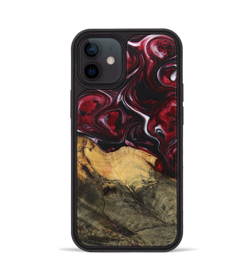 iPhone 12 Wood+Resin Phone Case - Leonel (Red, 700964)