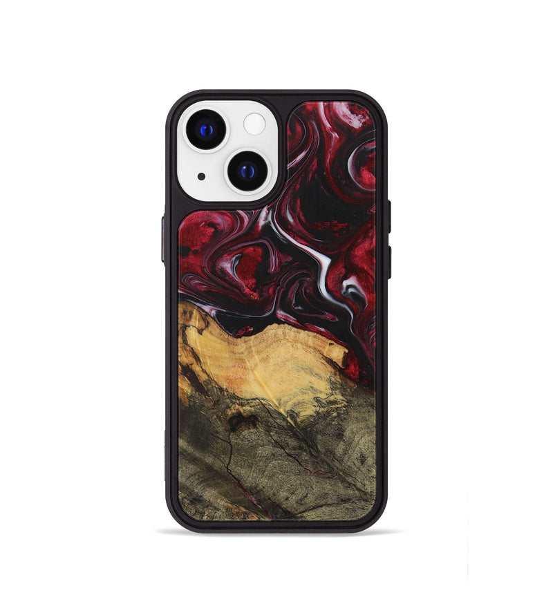 iPhone 13 mini Wood+Resin Phone Case - Leonel (Red, 700964)