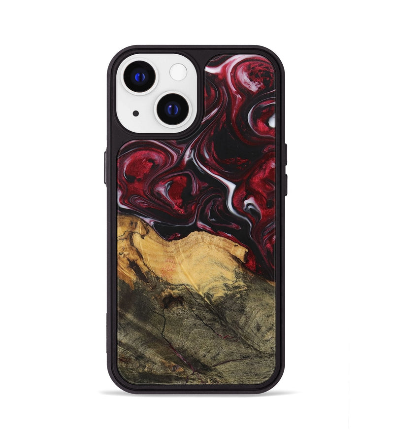 iPhone 13 Wood+Resin Phone Case - Leonel (Red, 700964)