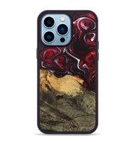 iPhone 14 Pro Max Wood+Resin Phone Case - Leonel (Red, 700964)