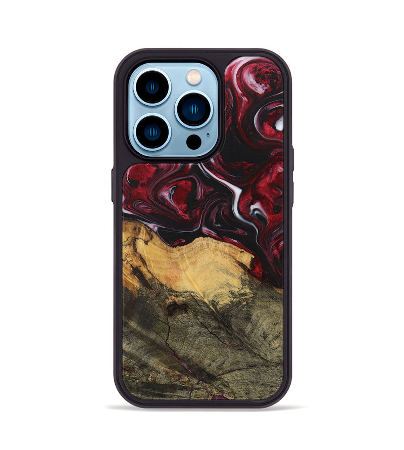 iPhone 14 Pro Wood+Resin Phone Case - Leonel (Red, 700964)