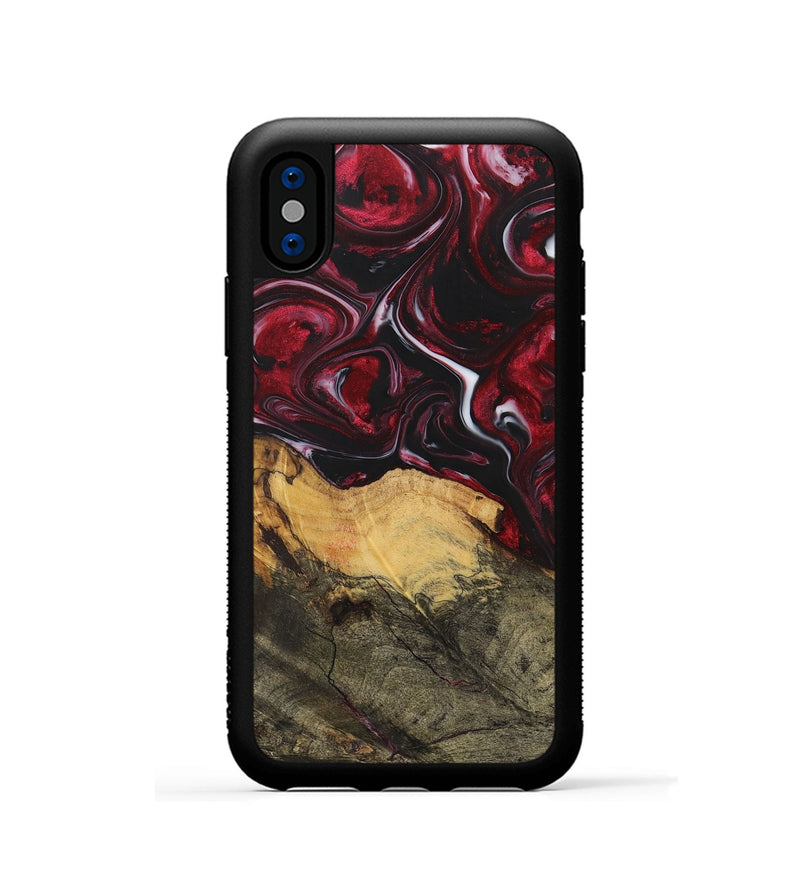 iPhone Xs Wood+Resin Phone Case - Leonel (Red, 700964)