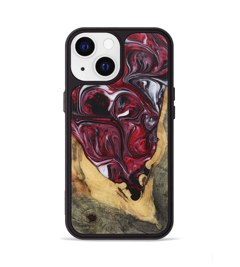 iPhone 13 Wood+Resin Phone Case - Teagan (Red, 700965)