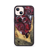iPhone 14 Wood+Resin Phone Case - Teagan (Red, 700965)