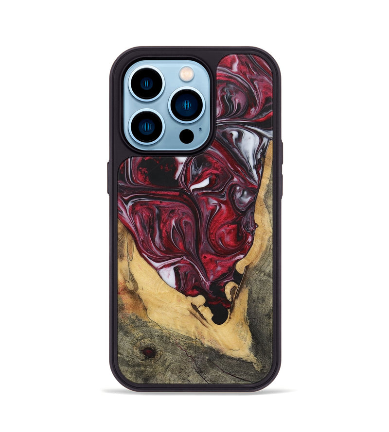 iPhone 14 Pro Wood+Resin Phone Case - Teagan (Red, 700965)