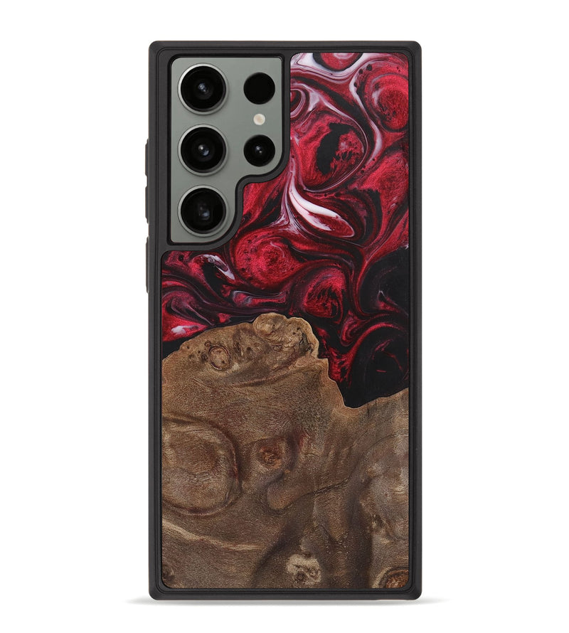 Galaxy S23 Ultra Wood+Resin Phone Case - Alexus (Red, 700966)
