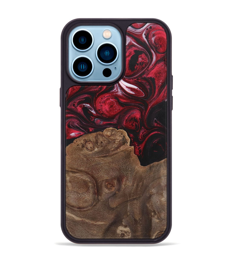 iPhone 14 Pro Max Wood+Resin Phone Case - Alexus (Red, 700966)