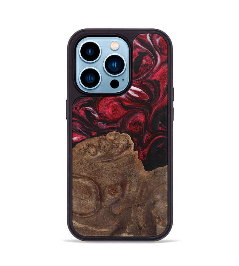 iPhone 14 Pro Wood+Resin Phone Case - Alexus (Red, 700966)