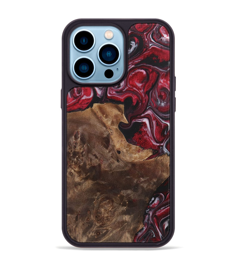 iPhone 14 Pro Max Wood+Resin Phone Case - Frank (Red, 700967)