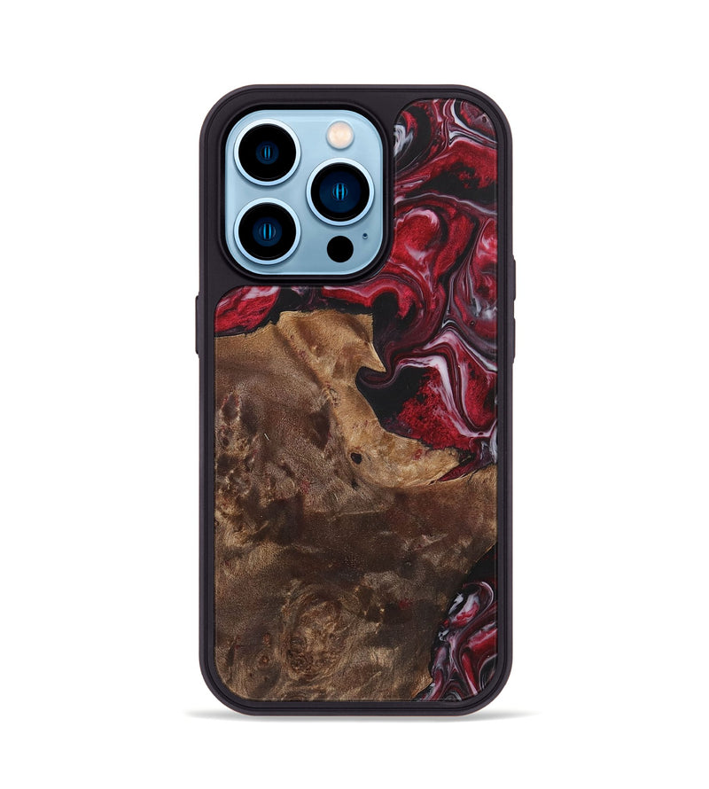 iPhone 14 Pro Wood+Resin Phone Case - Frank (Red, 700967)