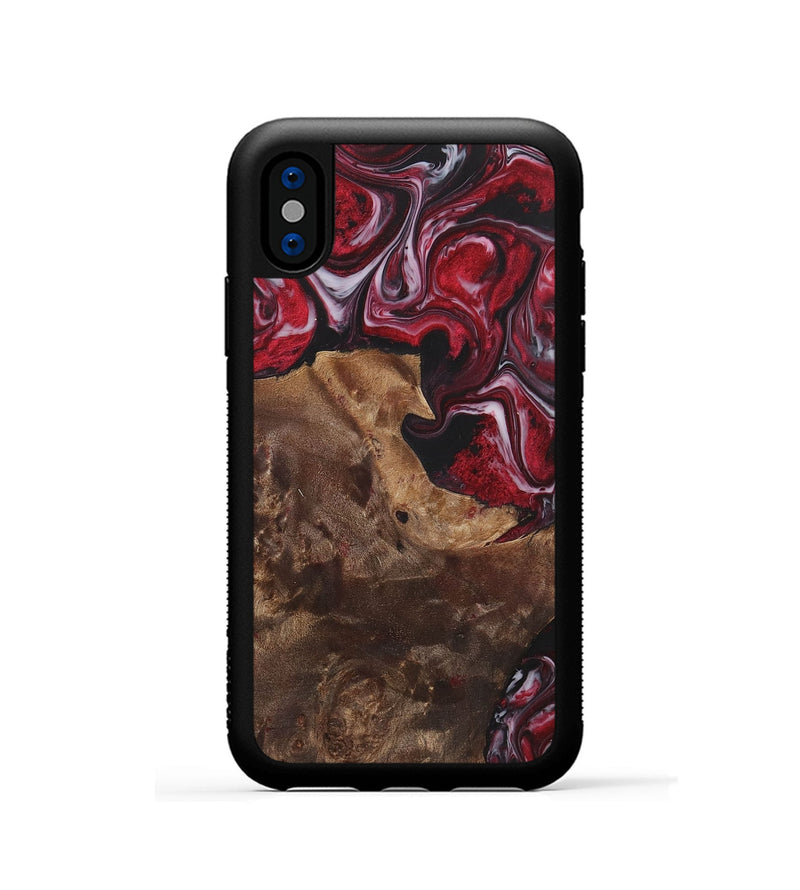 iPhone Xs Wood+Resin Phone Case - Frank (Red, 700967)