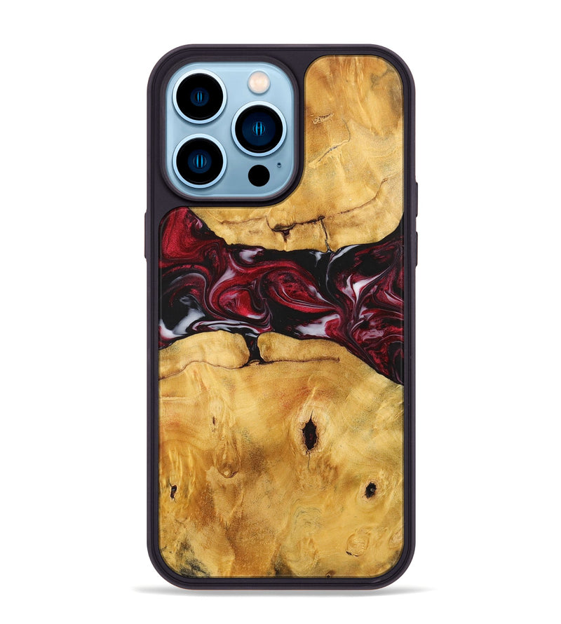 iPhone 14 Pro Max Wood+Resin Phone Case - Ashlyn (Red, 700968)