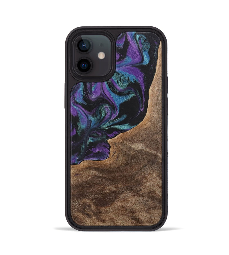 iPhone 12 Wood+Resin Phone Case - Joni (Purple, 700972)