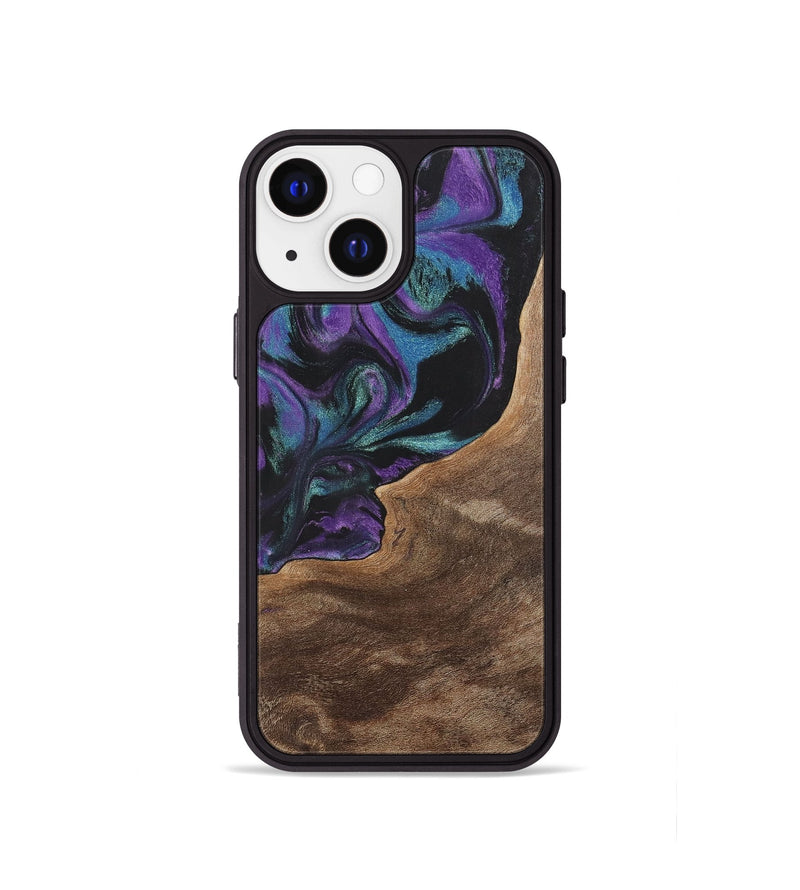 iPhone 13 mini Wood+Resin Phone Case - Joni (Purple, 700972)