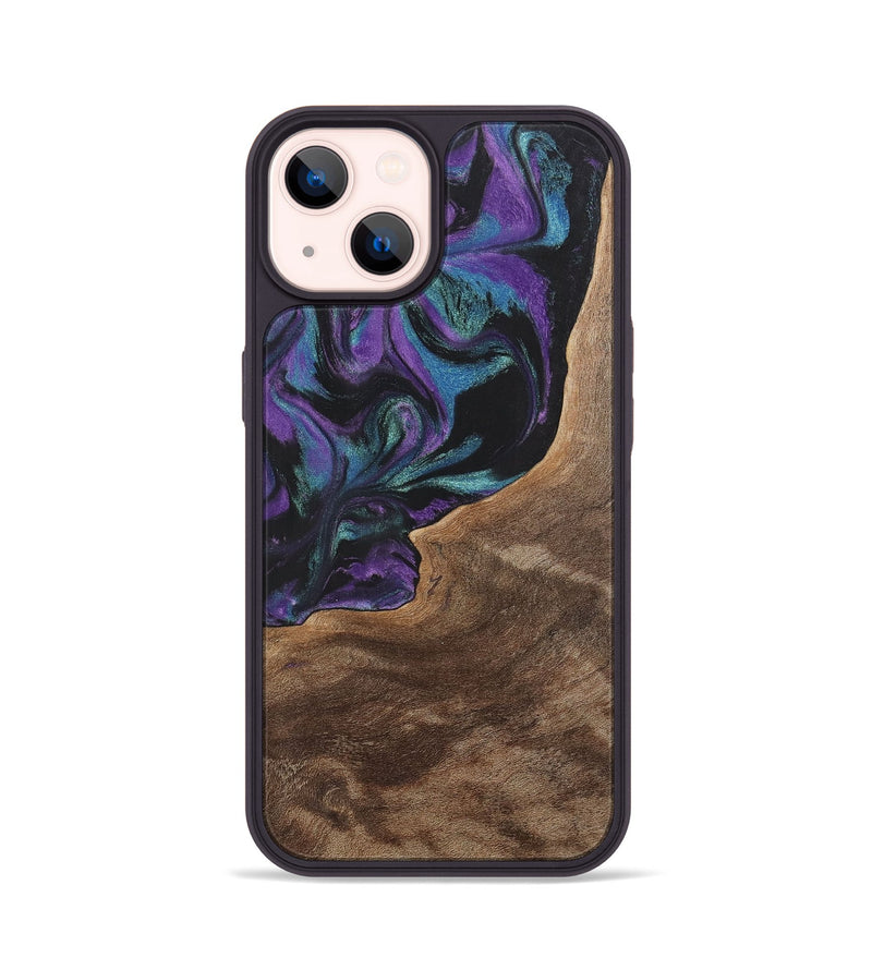iPhone 14 Wood+Resin Phone Case - Joni (Purple, 700972)