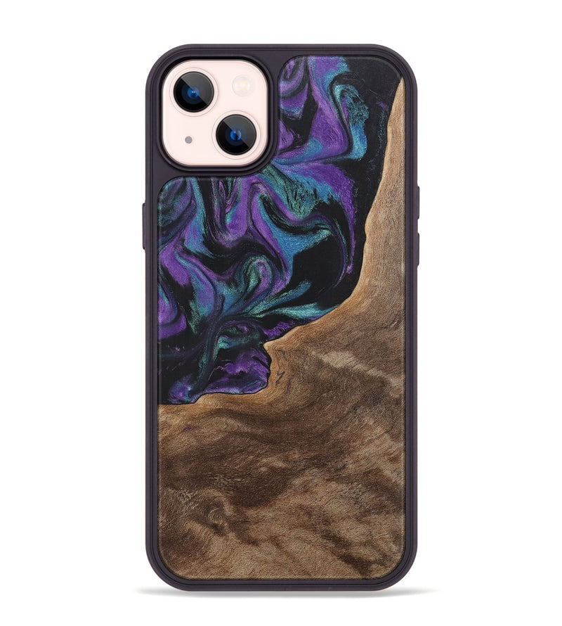 iPhone 14 Plus Wood+Resin Phone Case - Joni (Purple, 700972)