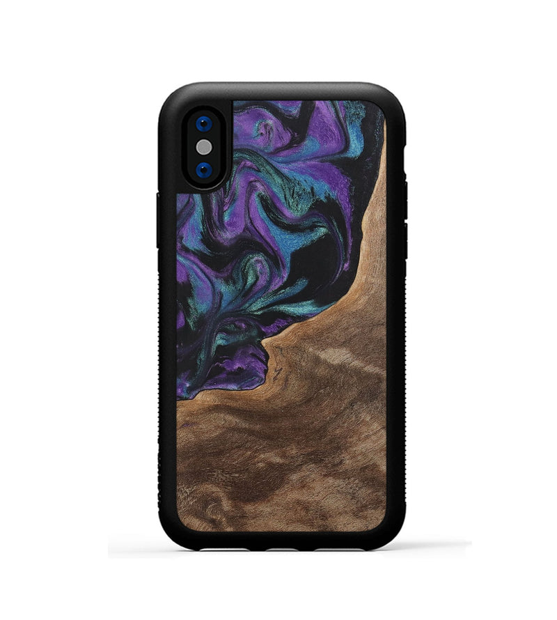 iPhone Xs Wood+Resin Phone Case - Joni (Purple, 700972)