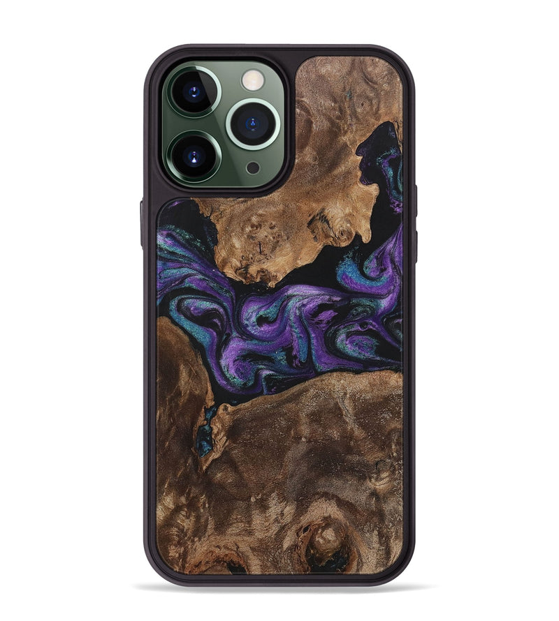iPhone 13 Pro Max Wood+Resin Phone Case - Charlotte (Purple, 700973)