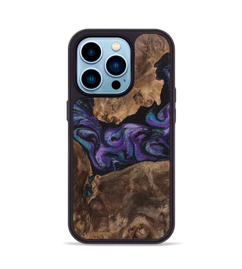 iPhone 14 Pro Wood+Resin Phone Case - Charlotte (Purple, 700973)