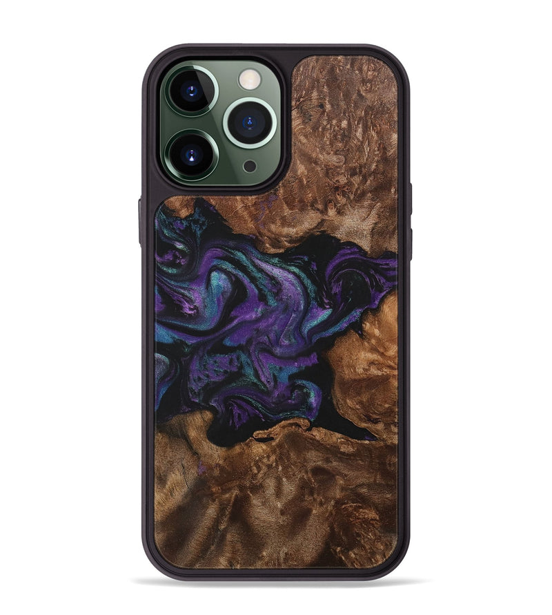 iPhone 13 Pro Max Wood+Resin Phone Case - Esmeralda (Purple, 700977)